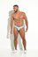 BIKINI POWER CUP SWIMSUIT MEN LYCRA TURQUOISE NAVY BLOKES