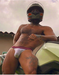 SPORT THONG TANGA SPORT BRASILERA HILO HOMBRE POWER CUP (PUSH UP) MICROFIBRA BLANCA RAYAS BLOKES WEAREBLOKES.CO