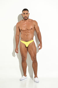 CLASSIC THONG TANGA CLÁSICA BRASILERA HILO HOMBRE MICROFIBRA AMARILLO ÉTNICO BLOKES WEAREBLOKES.CO